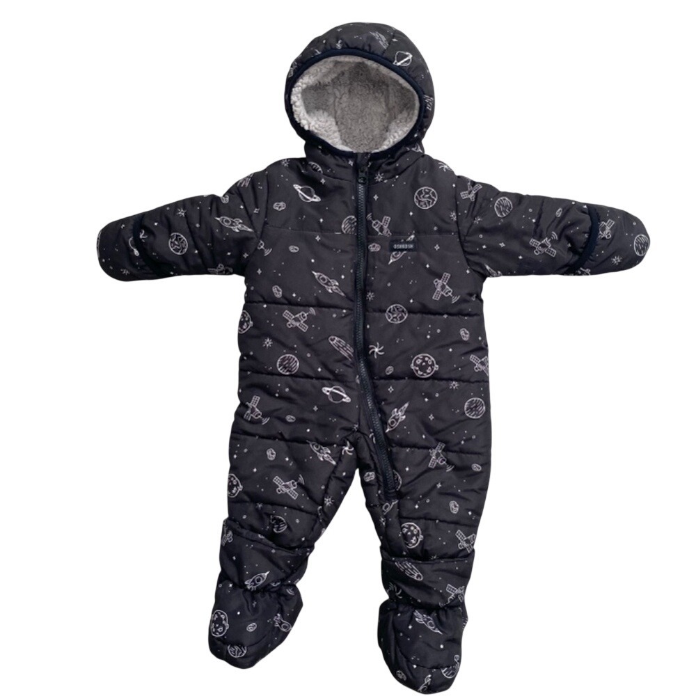 OshKosh B'Gosh Snowsuit Baby Boys 6-9M Insulated Fleece‎ Black